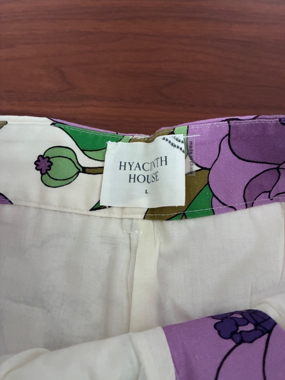 Hyacinth House Floral Pleated Shorts Size Large Belted Purple Green - Picture 7 of 9